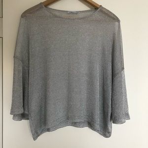 Zara silver metallic top